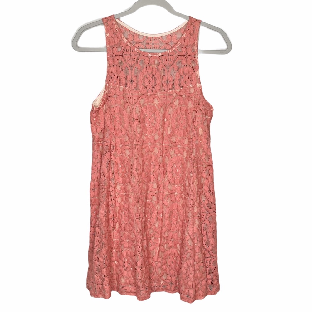 Free People Babydoll Mini Dress Pink Peach XS